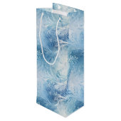 冬のワンダーランドブルー霜の降りたパターン ワインギフトバッグ (裏面アングル)