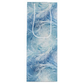 冬のワンダーランドブルー霜の降りたパターン ワインギフトバッグ (正面)