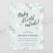 冬のワンダーランドベビー外の冷たいシャワー 招待状 (正面/裏面)
