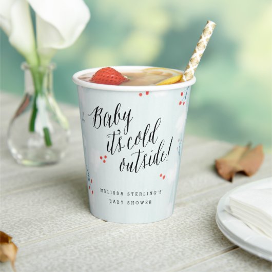 冬のワンダーランドベビー外の冷たいシャワー 紙コップ (インサイチュ)