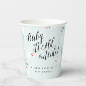 冬のワンダーランドベビー外の冷たいシャワー 紙コップ (裏面)
