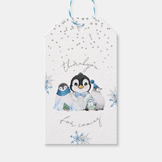 冬のワンダーランドペンギンありがとう ギフトタグ (正面)