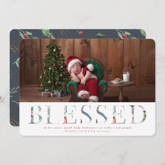 冬のワンダーランドホリデー誕生のお知らせ シーズンカード (正面/裏面)