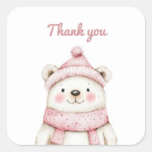 冬のワンダーランドホワイトベアーサンキュー スクエアシール (正面)