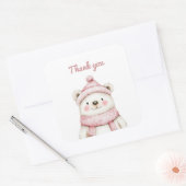 冬のワンダーランドホワイトベアーサンキュー スクエアシール (封筒)