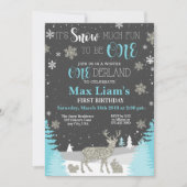 冬のワンダーランドボーイファースト誕生日 招待状 (正面)