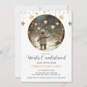 冬のワンダーランドボーイ1歳の誕生日 招待状 (正面)