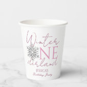 冬のワンダーランドミニマリスト女の子1st誕生日 紙コップ (正面)