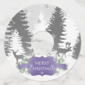 冬のワンダーランドワイングラスラベル – 紫 ワイングラスタグ (正面)