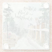 冬のワンダーランド冬の風景の歩く ガラスコースター (裏面)