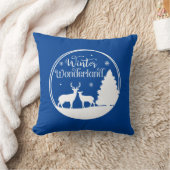 冬のワンダーランド冬の鹿の風景 クッション (ブランケット)