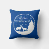 冬のワンダーランド冬の鹿の風景 クッション (裏面)