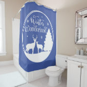 冬のワンダーランド冬の鹿の風景 シャワーカーテン (インサイチュ)