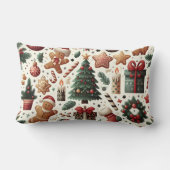 冬のワンダーランド動物のクリスマス枕 ランバークッション (裏面)