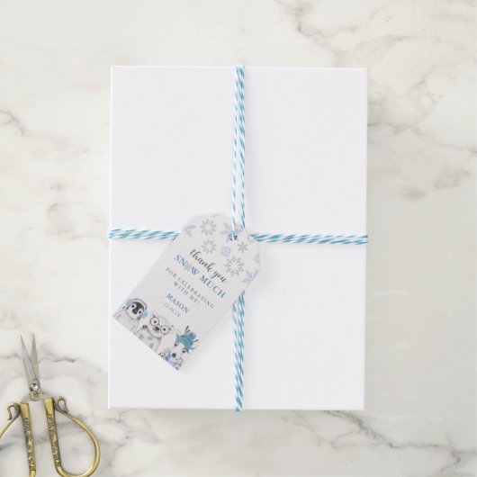 冬のワンダーランド動物の少年の恵み感謝していギフト ギフトタグ (より糸付き)