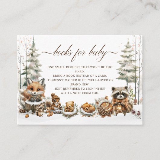 冬のワンダーランド動物の本ベビー エンクロージャーカード (正面)