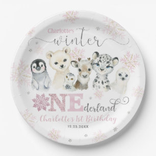 冬のワンダーランド北極の動物たち雪1歳の誕生日 ペーパープレート