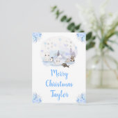 冬のワンダーランド北極動物メリークリスマス シーズンポストカード (スタンド正面)