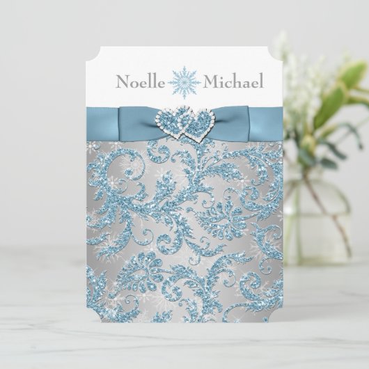 冬のワンダーランド参加ハート結婚式の招待3 招待状 (スタンド正面)