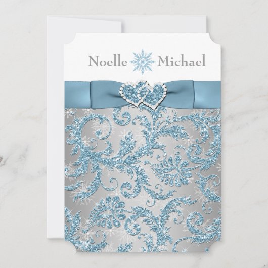 冬のワンダーランド参加ハート結婚式の招待3 招待状 (正面)