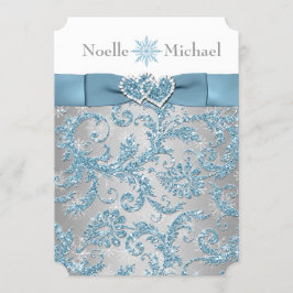 冬のワンダーランド参加ハート結婚式の招待3 招待状