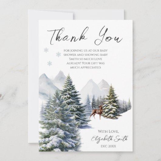 冬のワンダーランド外は寒い男女兼用 サンキューカード (正面)