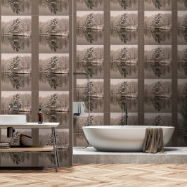 冬のワンダーランド常緑樹レイクブラウンセピア 壁紙