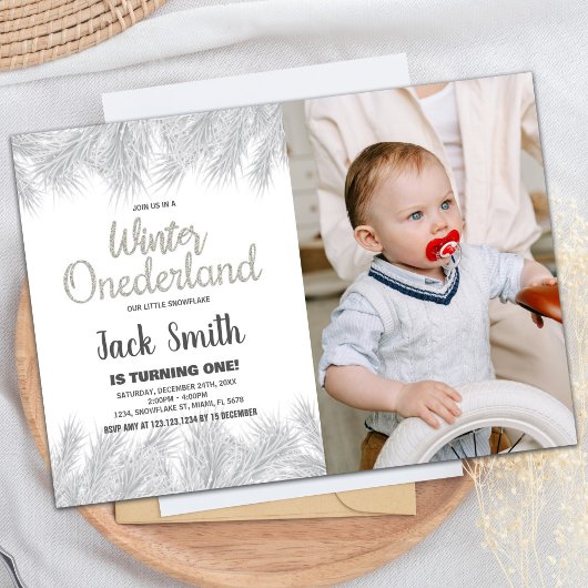 冬のワンダーランド招待状シルバーパイン写真 招待状