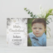 冬のワンダーランド招待状パインシルバー写真 招待状 (スタンド正面)