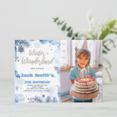 冬のワンダーランド招待状ブルーと写真 招待状 (スタンド正面)