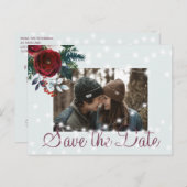 冬のワンダーランド救ライ写真結婚日付 案内ポストカード (正面/裏面)