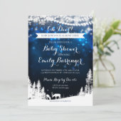 冬のワンダーランド星空の夜の鹿の赤ちゃんシャワー 招待状 (スタンド正面)