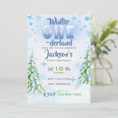 冬のワンダーランド最初の誕生日パーティーの招待状 招待状 (スタンド正面)