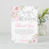 冬のワンダーランド最初の誕生日フローラ銀の雪 サンキューカード (スタンド正面)