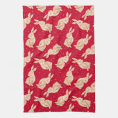 冬のワンダーランド森林動物のクリスマス キッチンタオル (縦)