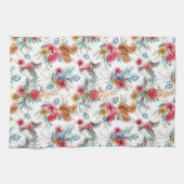 冬のワンダーランド森林動物のクリスマス キッチンタオル (横)
