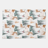 冬のワンダーランド森林動物のクリスマス キッチンタオル (横)
