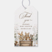 冬のワンダーランド森林動物の赤ちゃんシャワー ギフトタグ (正面)