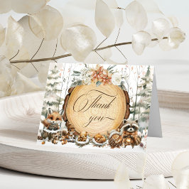 冬のワンダーランド森林動物の赤ちゃんシャワー サンキューカード