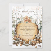 冬のワンダーランド森林動物の赤ちゃんシャワー サンキューカード (正面)