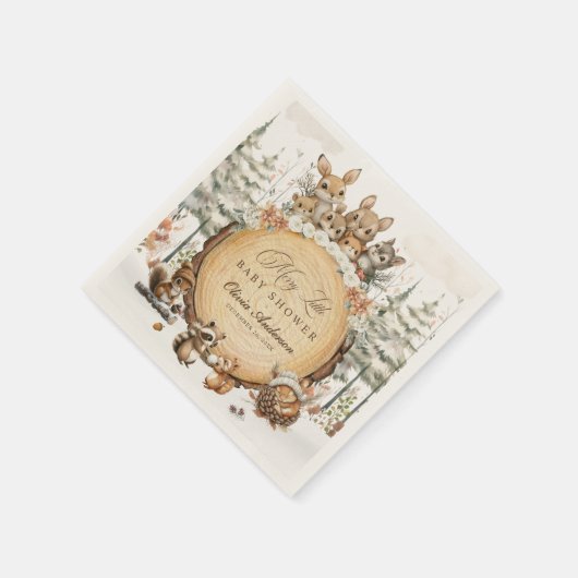 冬のワンダーランド森林動物の赤ちゃんシャワー スタンダードカクテルナプキン (角)