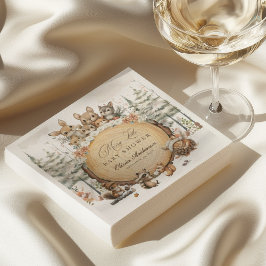 冬のワンダーランド森林動物の赤ちゃんシャワー スタンダードカクテルナプキン