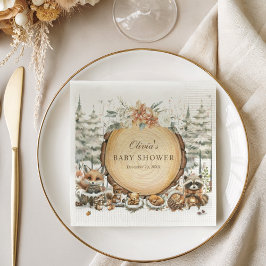 冬のワンダーランド森林動物の赤ちゃんシャワー スタンダードカクテルナプキン