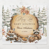 冬のワンダーランド森林動物の赤ちゃんシャワー スパークリングワインラベル (シングルラベル)