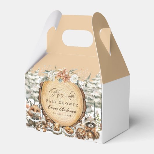 冬のワンダーランド森林動物の赤ちゃんシャワー フェイバーボックス (正面サイド)