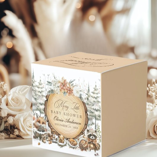 冬のワンダーランド森林動物の赤ちゃんシャワー フェイバーボックス