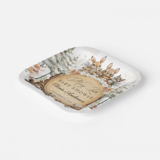 冬のワンダーランド森林動物の赤ちゃんシャワー ペーパープレート (傾斜あり)