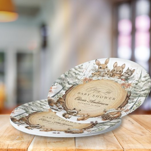 冬のワンダーランド森林動物の赤ちゃんシャワー ペーパープレート