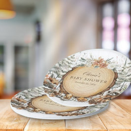 冬のワンダーランド森林動物の赤ちゃんシャワー ペーパープレート