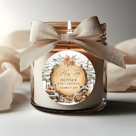 冬のワンダーランド森林動物の赤ちゃんシャワー ラウンドシール